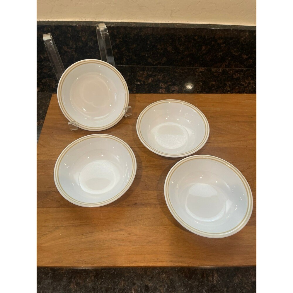 4 Corelle Strokes of Color (Brushed) Creamy Sand dessert bowls